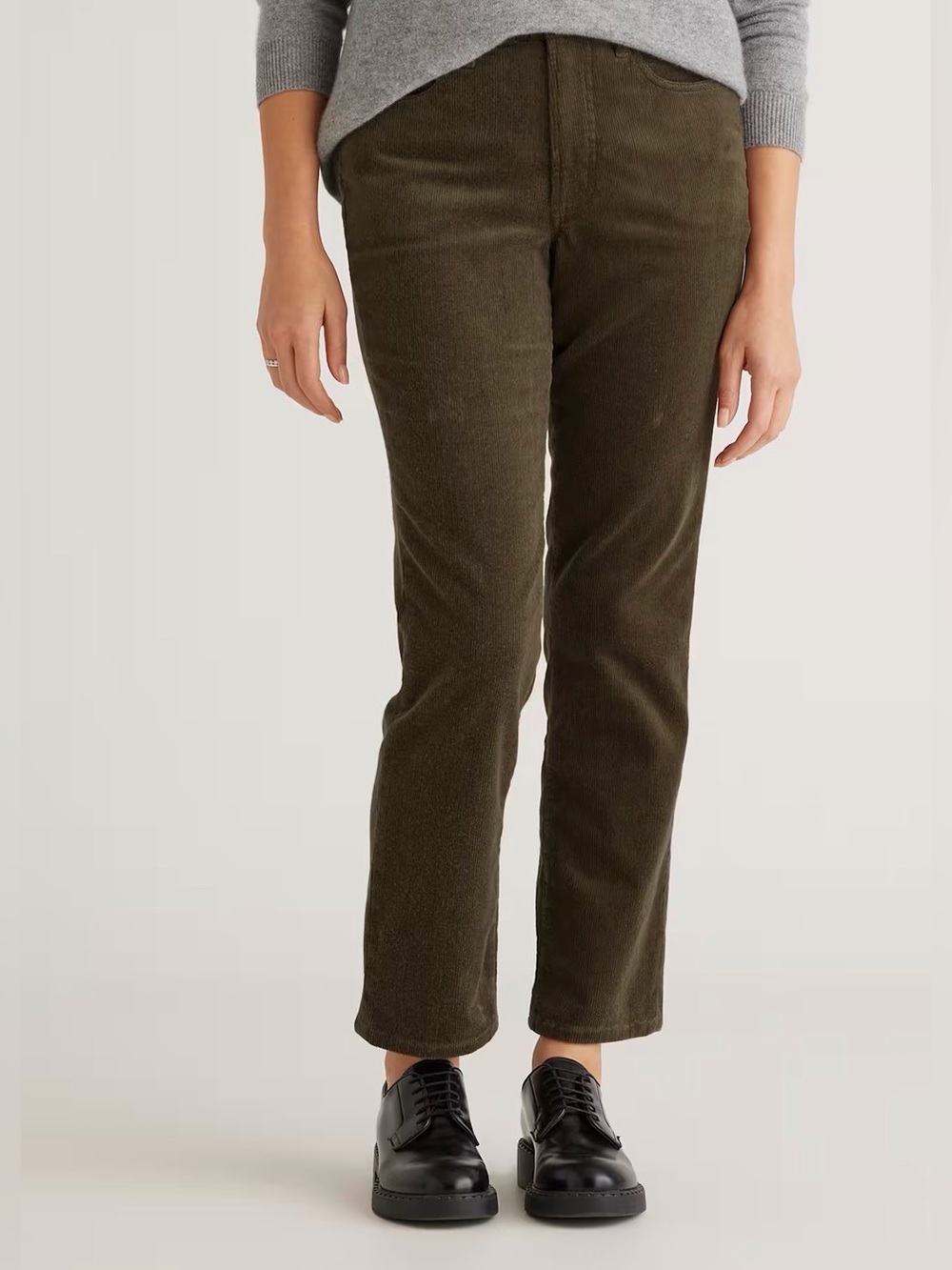 Quince NWT Organic Stretch Corduroy Straight Leg Pants Brown Size 16 Seaweed